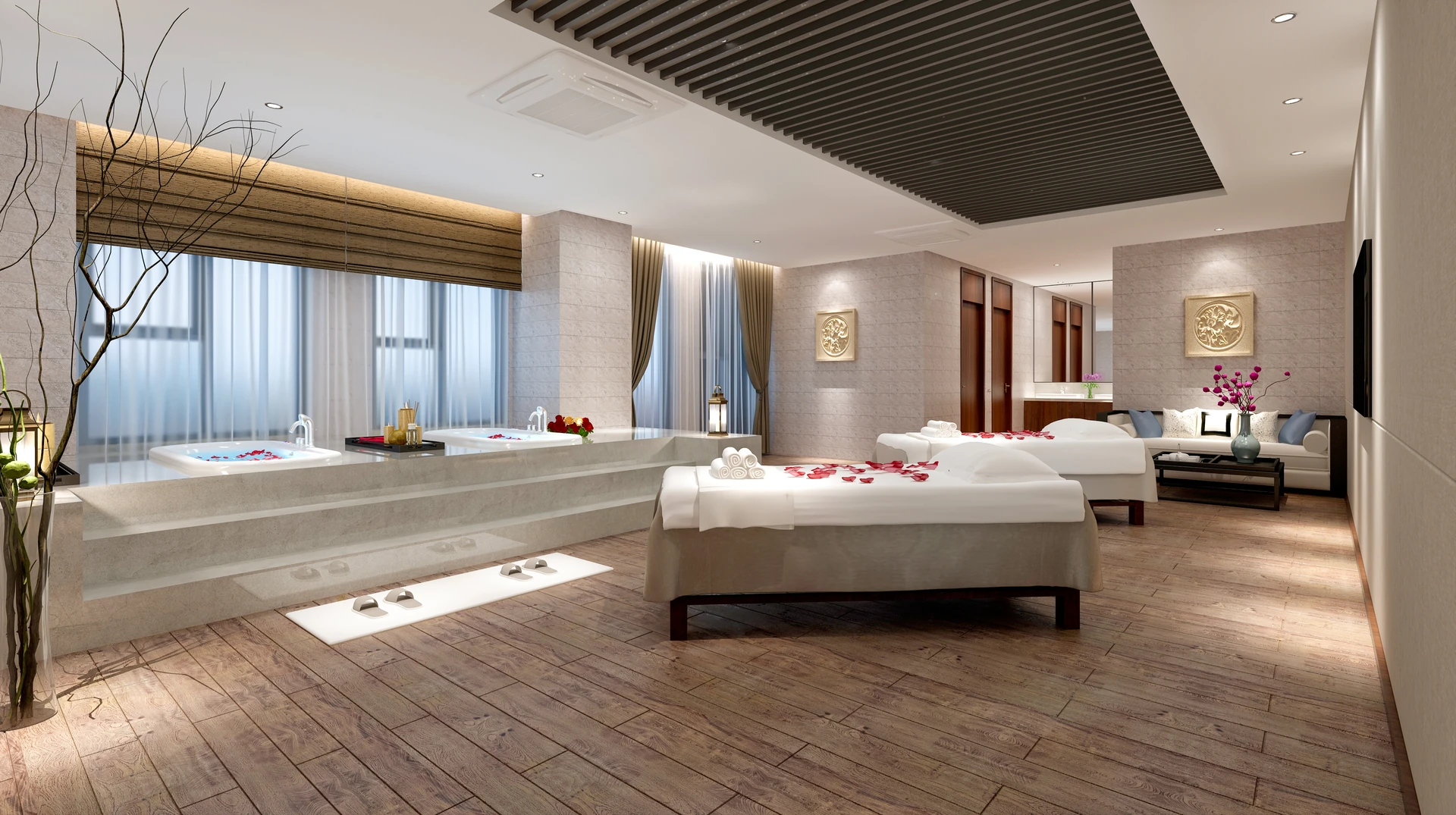 Cabine de soins équipée dans un spa hôtelier